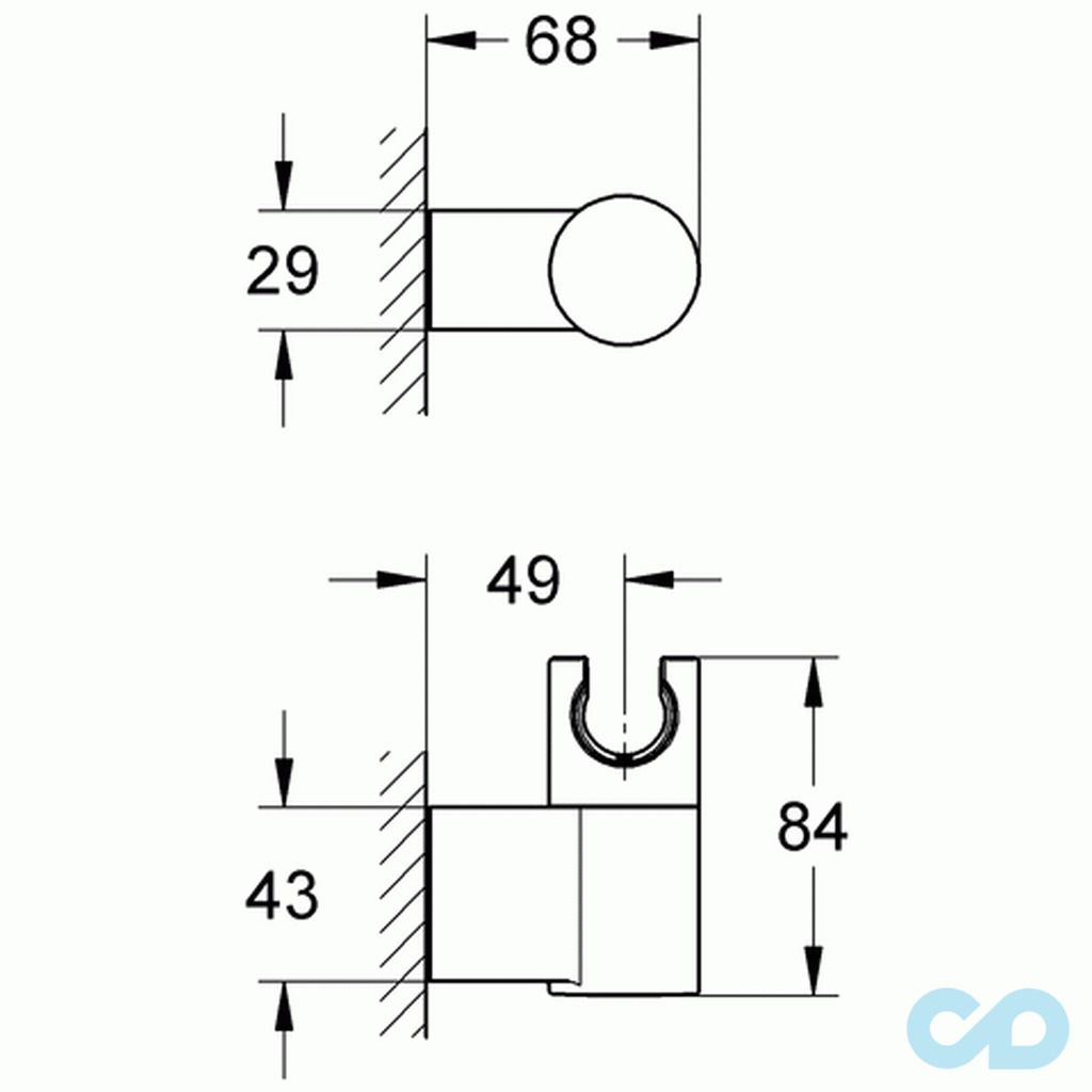 креслення Тримач ручного душу Grohe Rainshower 27055000
