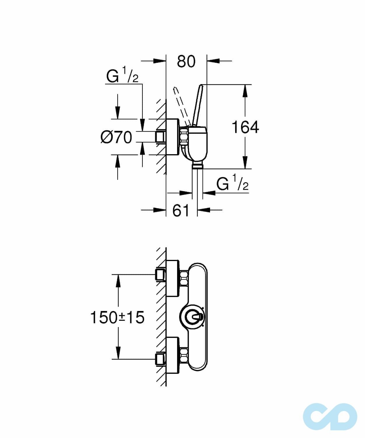 розмір змішувач для душа grohe eurodisc joy 23430ls0