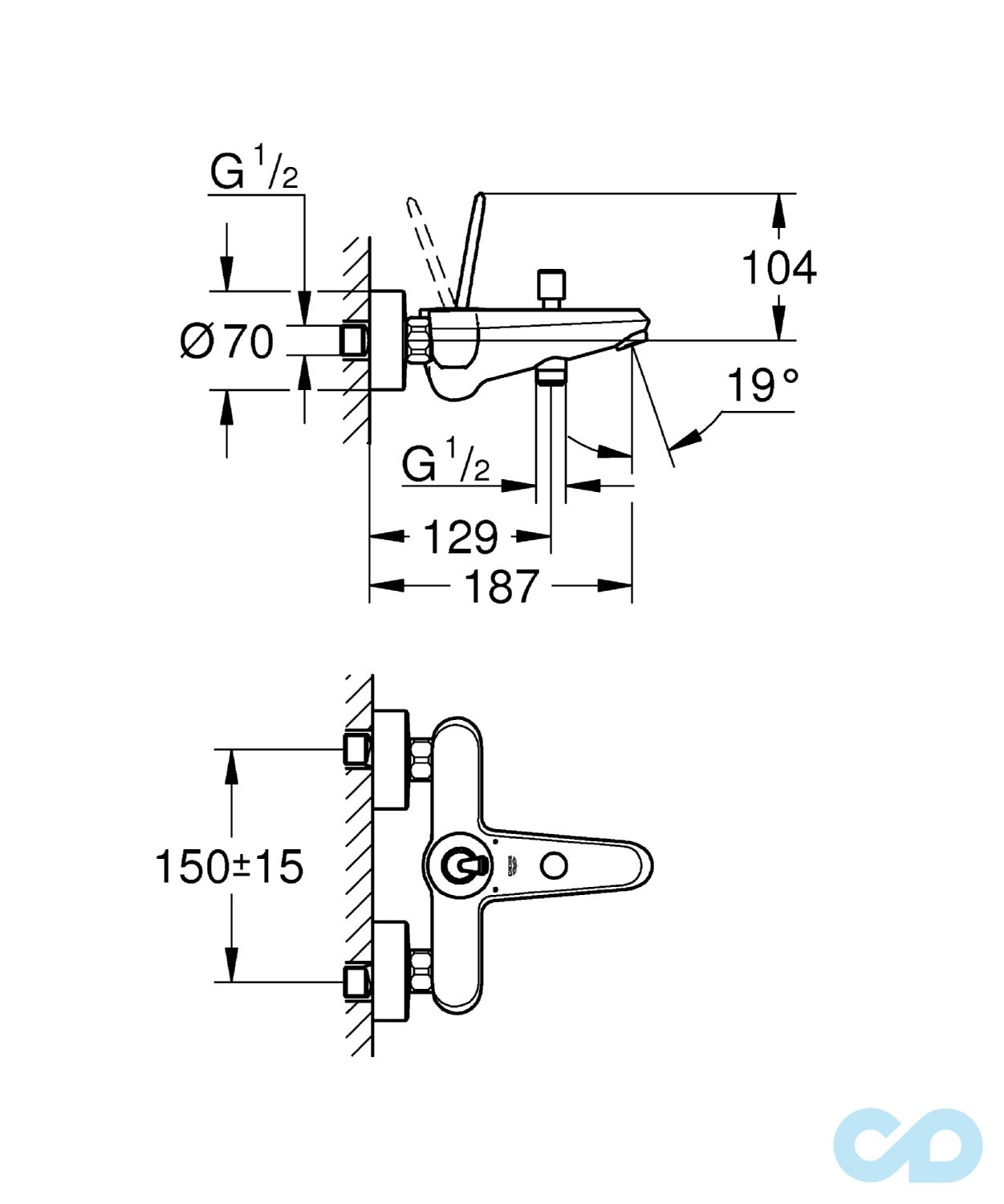 розмір змішувач для ванни grohe eurodisc joy 23431ls0