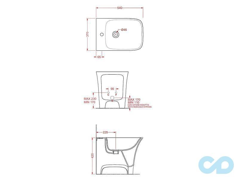 біде artceram cow розміри
