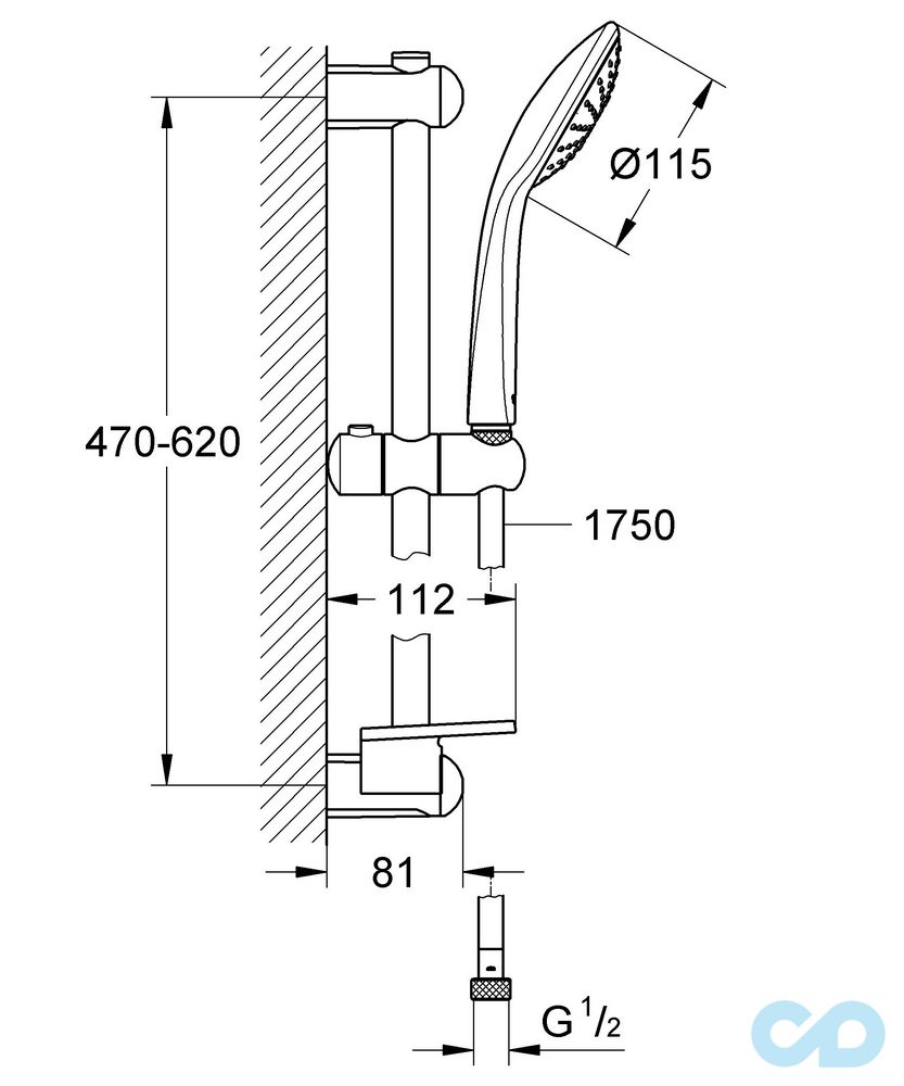 креслення Душовий гарнітур Grohe Euphoria 27266001