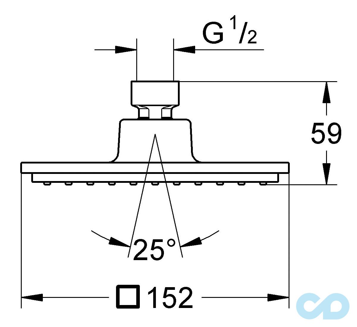 креслення Верхній душ Grohe Euphoria Cube 150 27705000