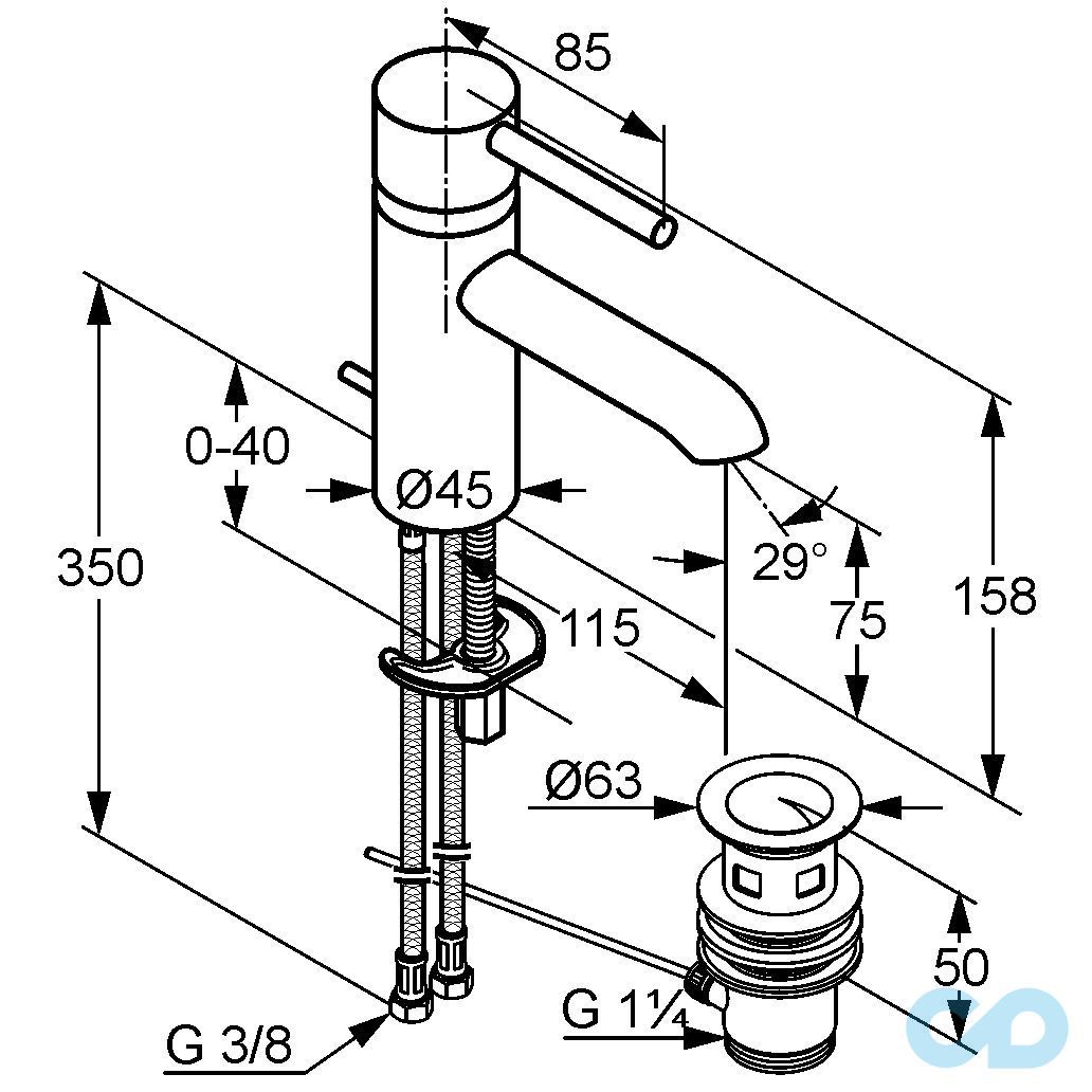 розмір змішувач на умивальник kludi bozz 382910576