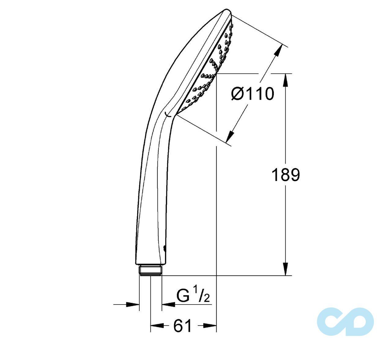 чертеж Ручной душ Grohe Euphoria 110 Mono 27265000