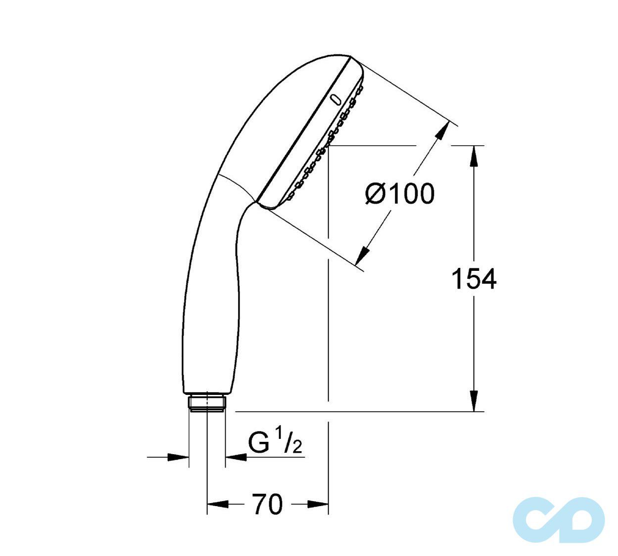 креслення Ручний душ Grohe New Tempesta 100 27852000