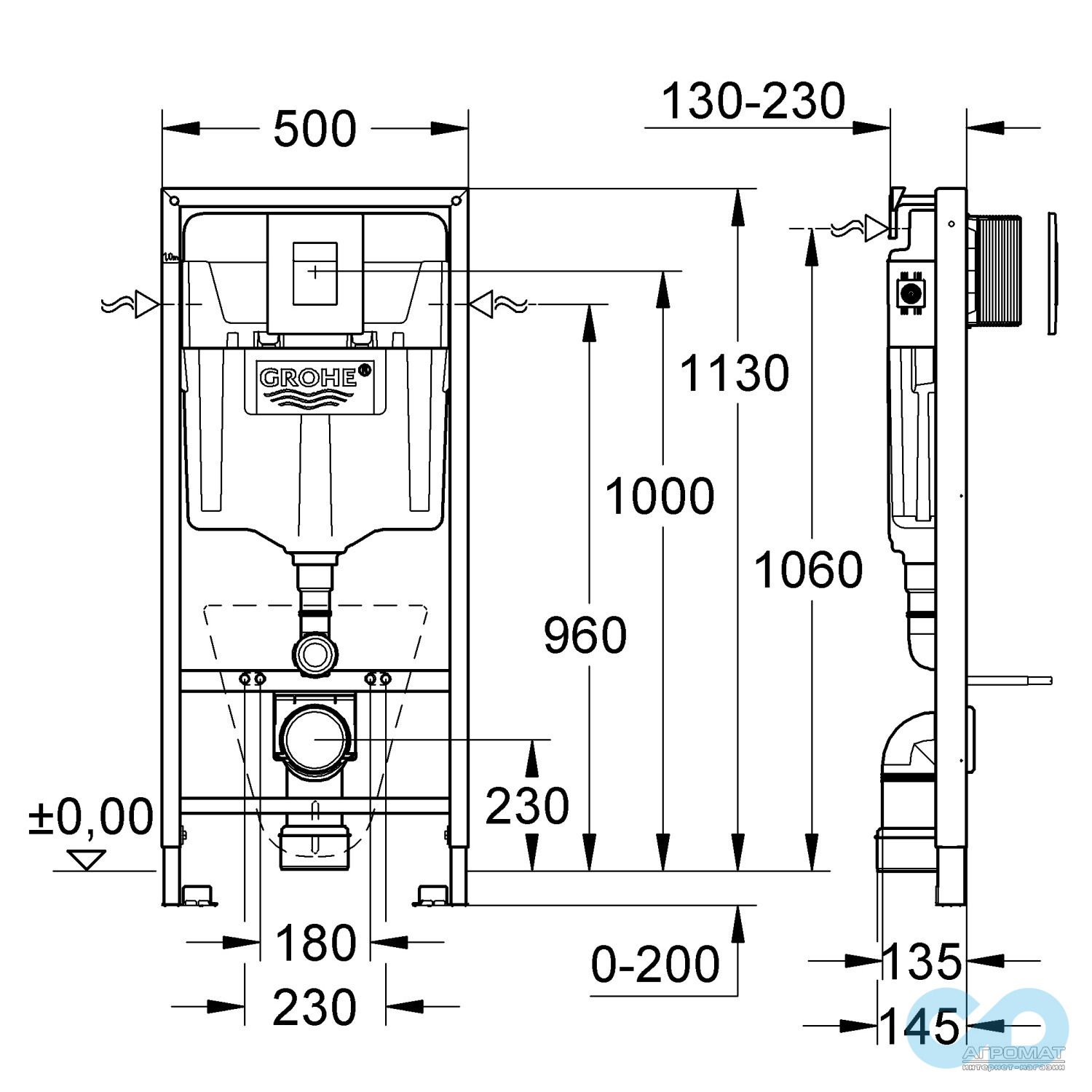 інсталяція для підвісного унітазу grohe rapid sl 38827000