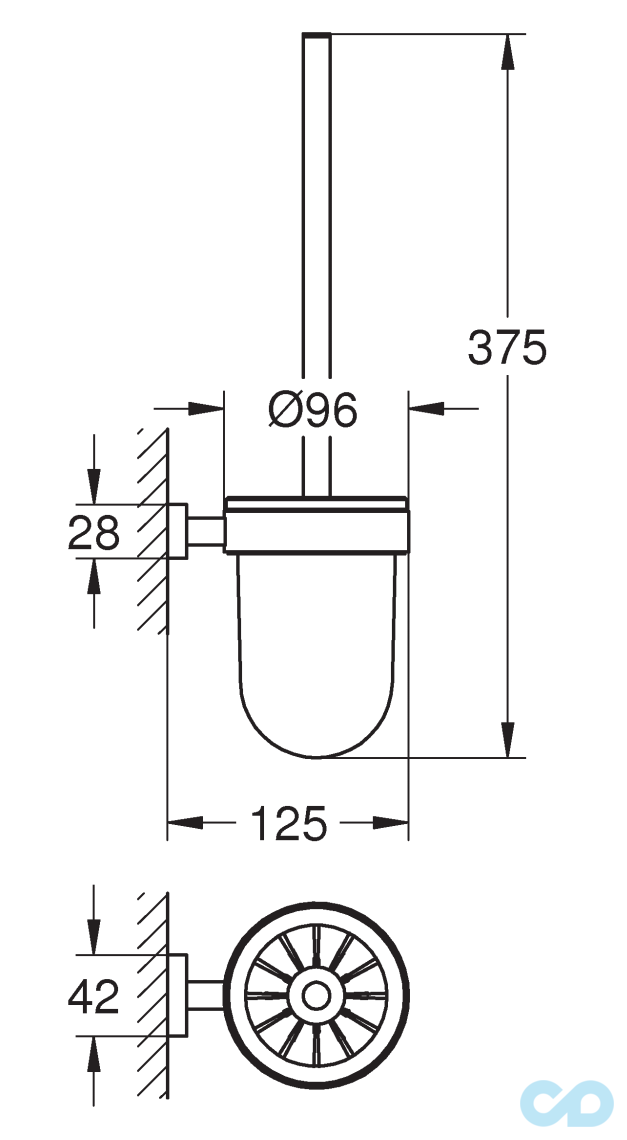 креслення Йоршик для унітазу Grohe Essentials Cube 40513001