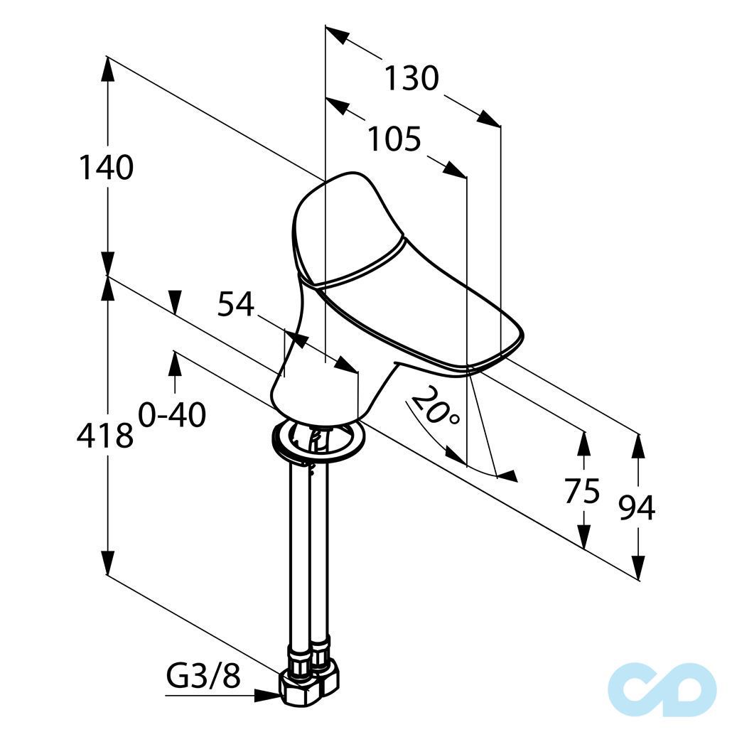 розмір змішувач для раковини kludi ambienta 530280575