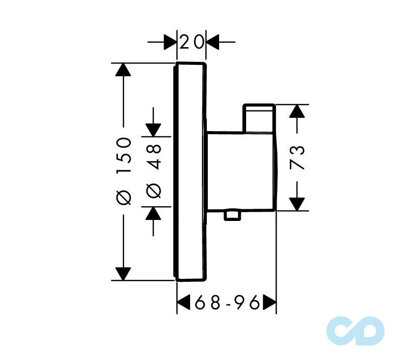 креслення Термостат Hansgrohe ShowerSelect S 15741000