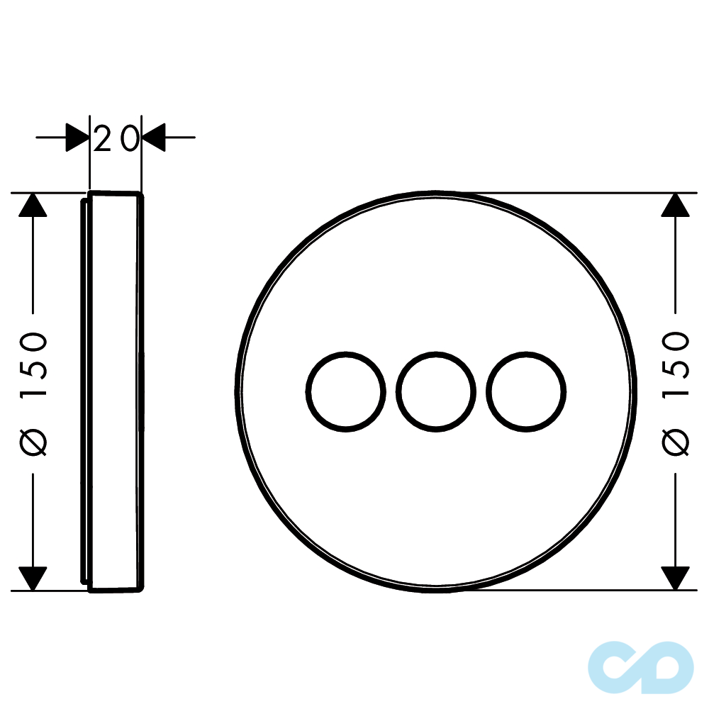 креслення Запірний вентиль на 3 споживача Hansgrohe ShowerSelect S 15745000