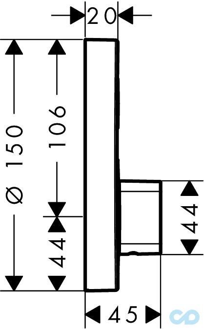 креслення Термостат Hansgrohe ShowerSelect S 15747000