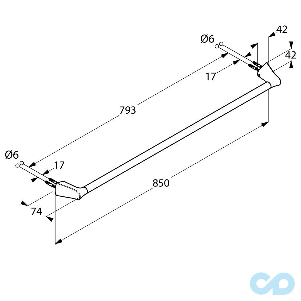 креслення Тримач для банного рушника Kludi Ambienta 5397905