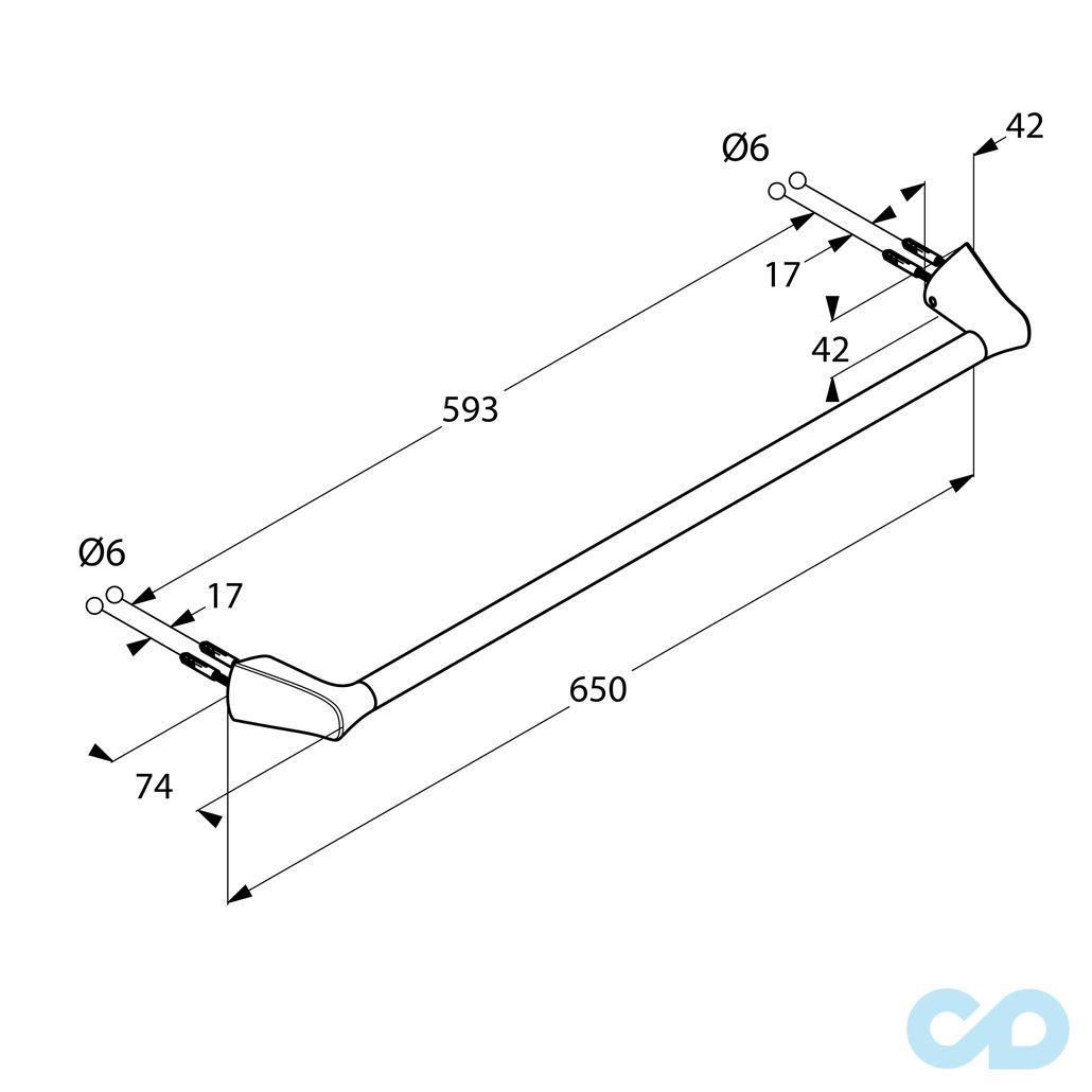 креслення Тримач для банного рушника Kludi Ambienta 5398005