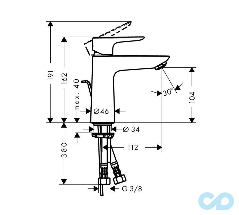розмір змішувач для раковини hansgrohe talis e 110 coolstart 71713000