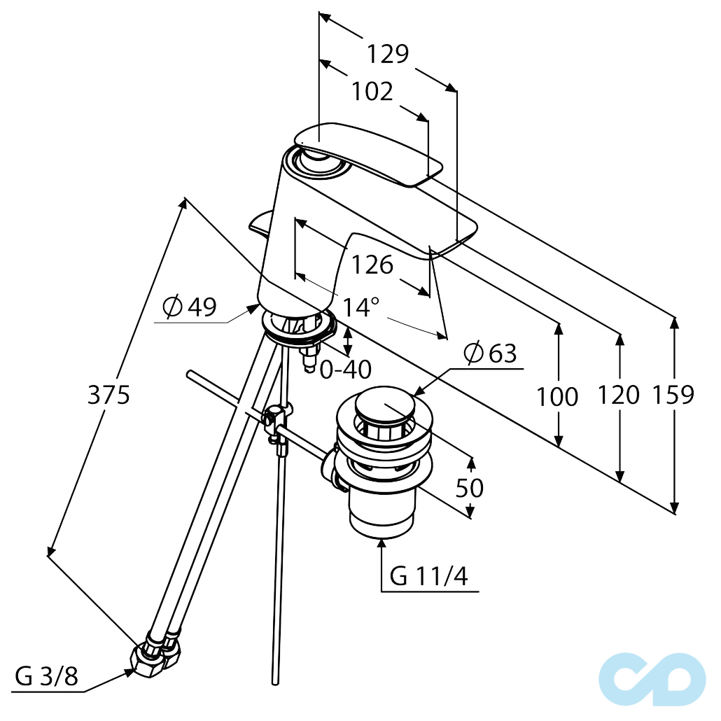 размер смеситель для раковины kludi balance 520239175