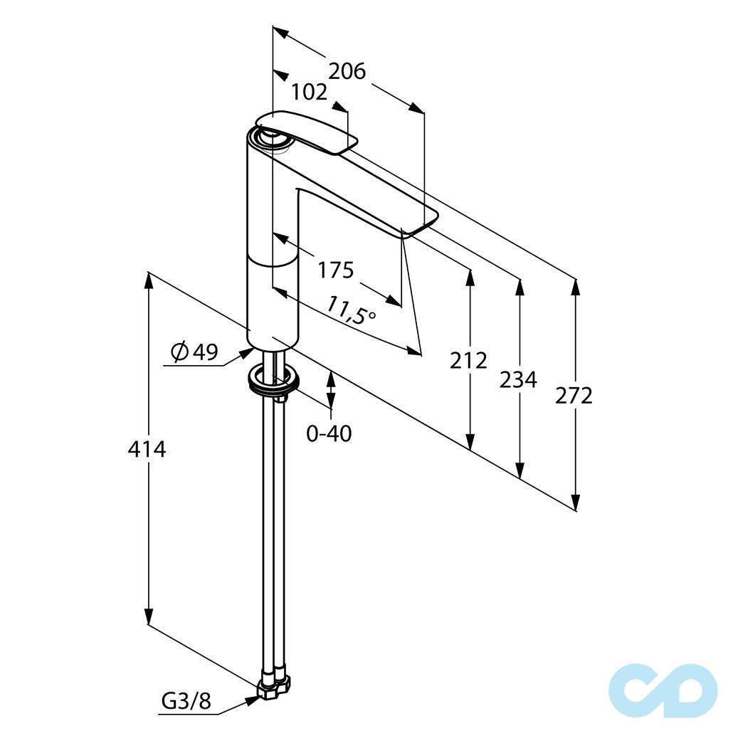 розмір змішувач для раковини kludi balance 522969175