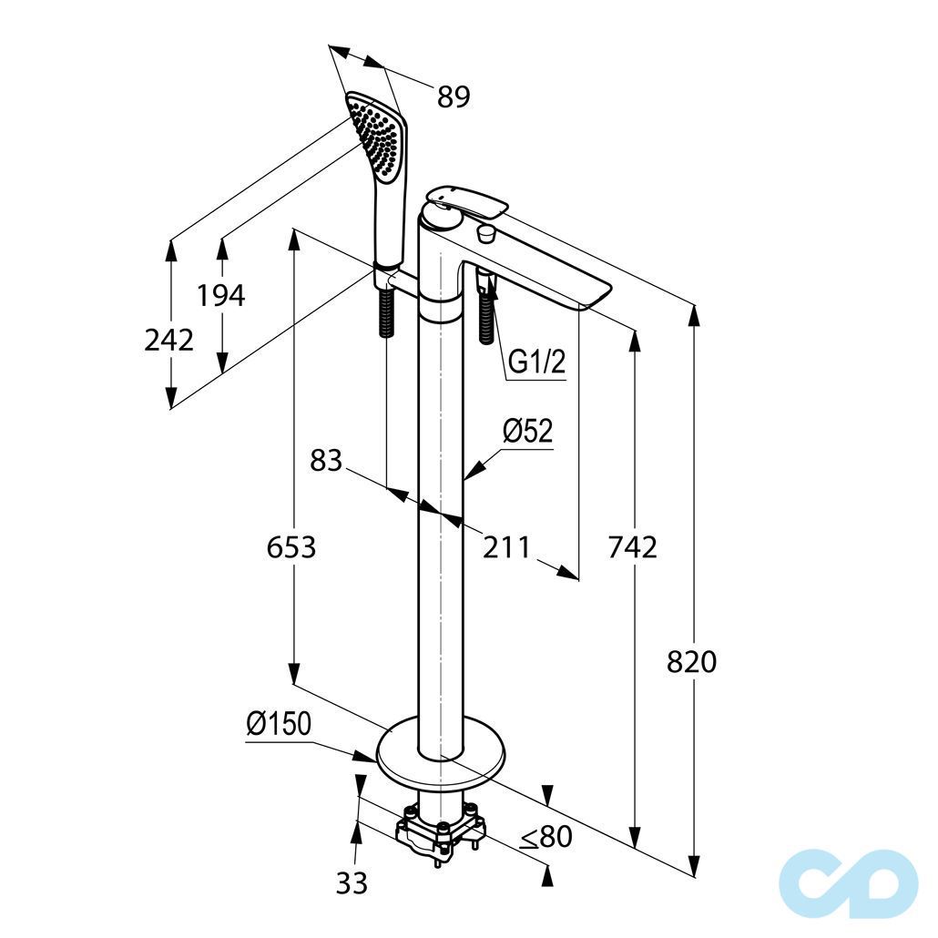розмір змішувач для ванни і душа kludi balance 525909175