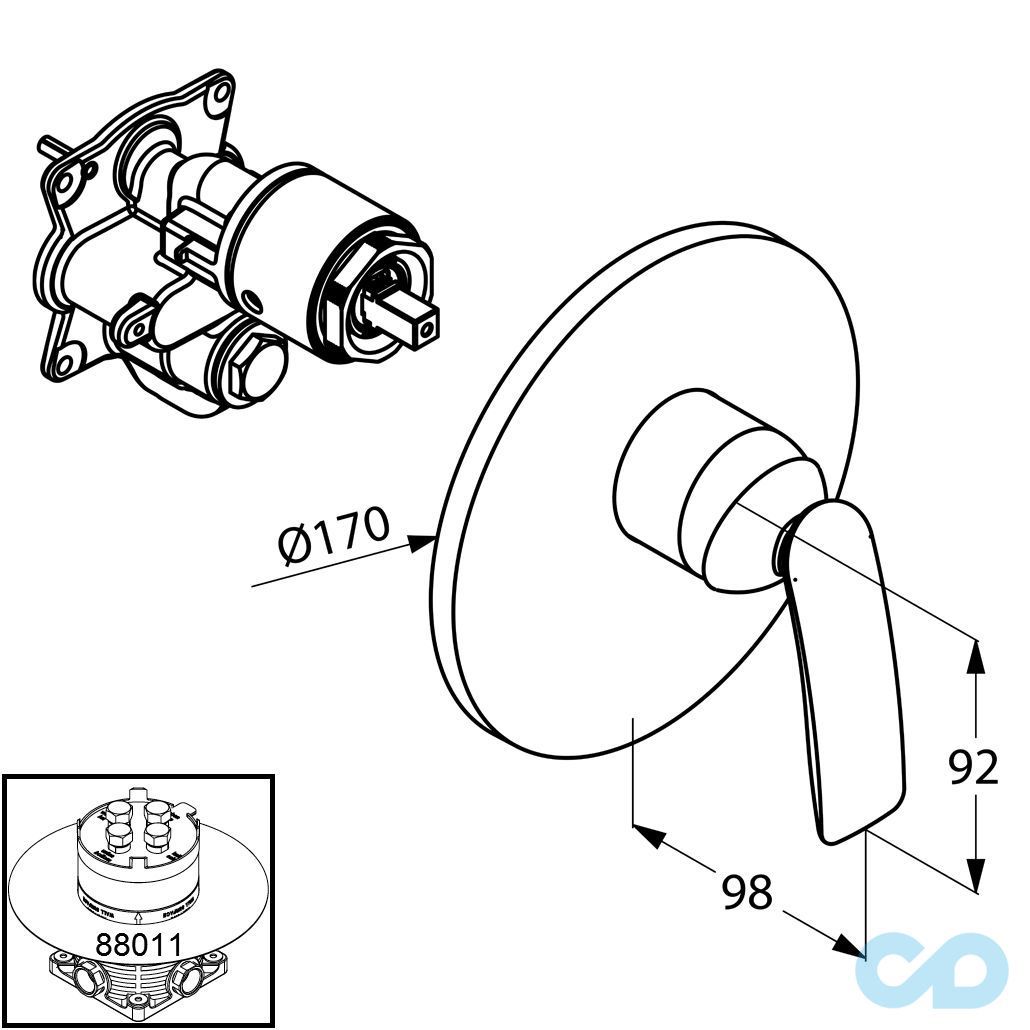 чертеж Смеситель для душа Kludi Balance 526550575