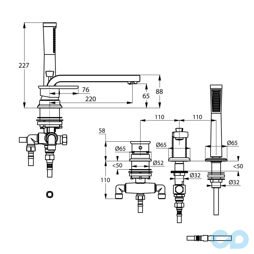 розмір змішувач для ванни і душа kludi e2 494470575