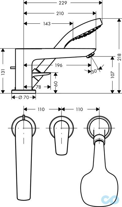 купити змішувач для ванни hansgrohe talis e 71730000