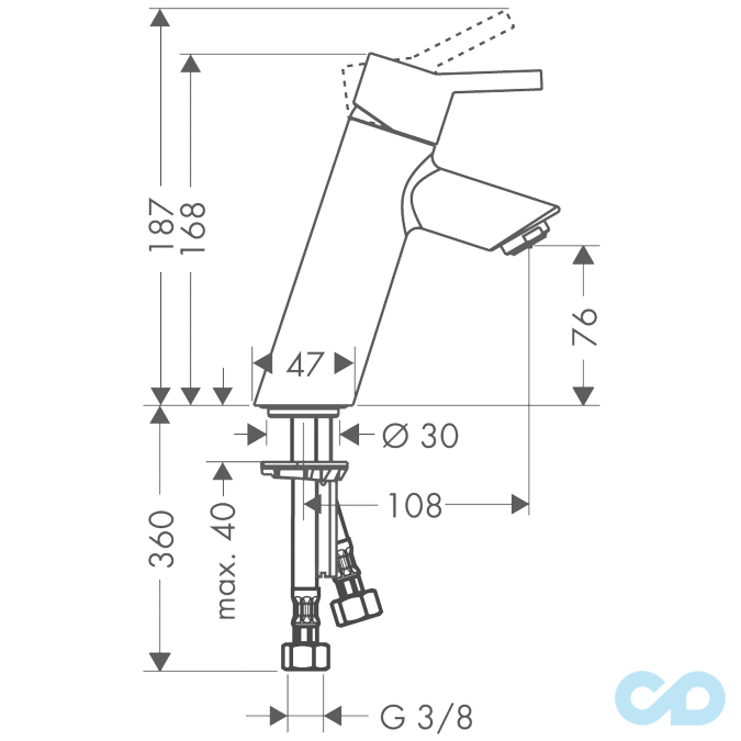 розмір змішувач для раковини hansgrohe talis 32041000