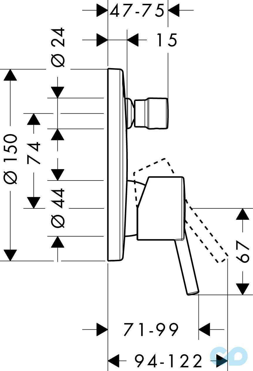 креслення Змішувач для душа Hansgrohe Talis S 32475000