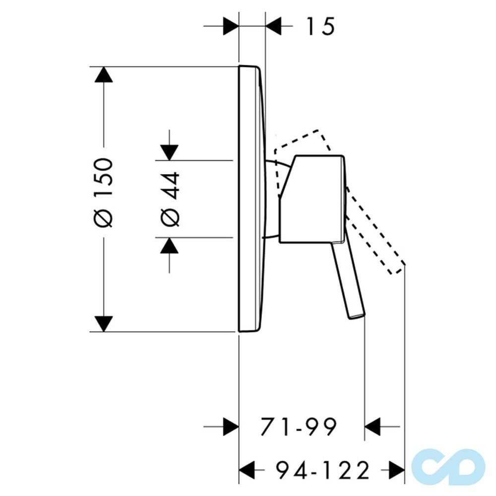 креслення Змішувач для душа Hansgrohe Talis S 32675000