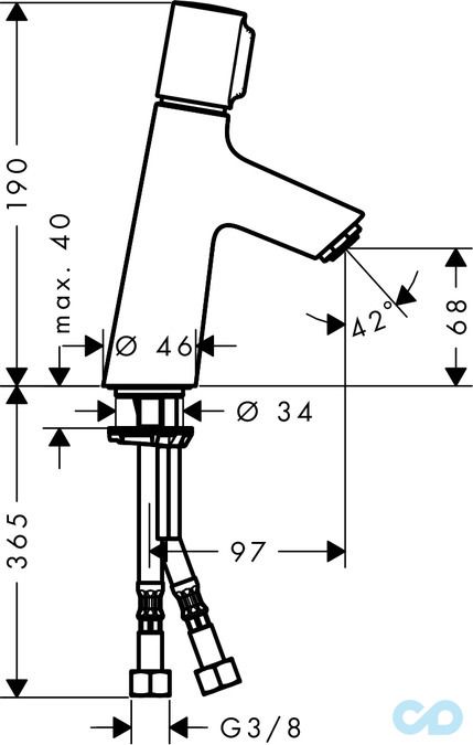 розмір змішувач для раковини hansgrohe talis select s 72041000