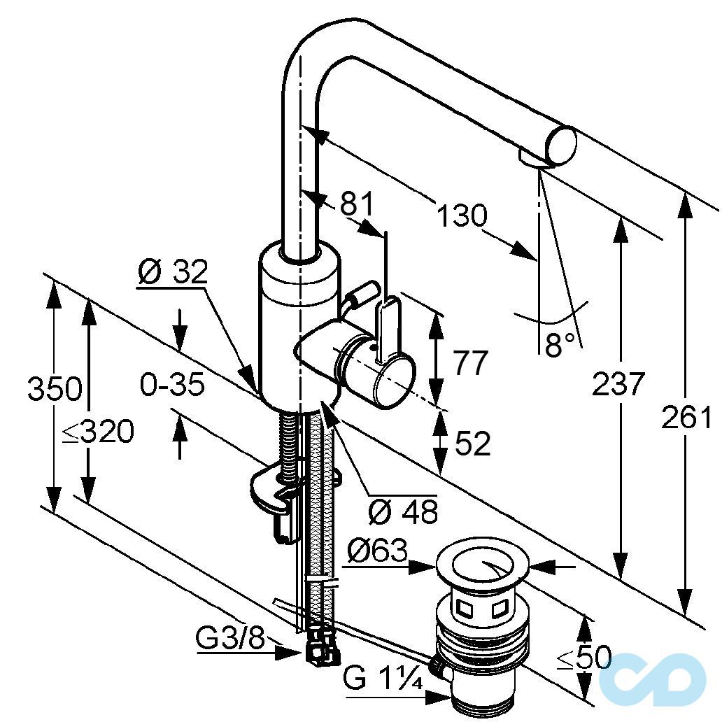 розмір змішувач для раковини kludi zenta 382940575