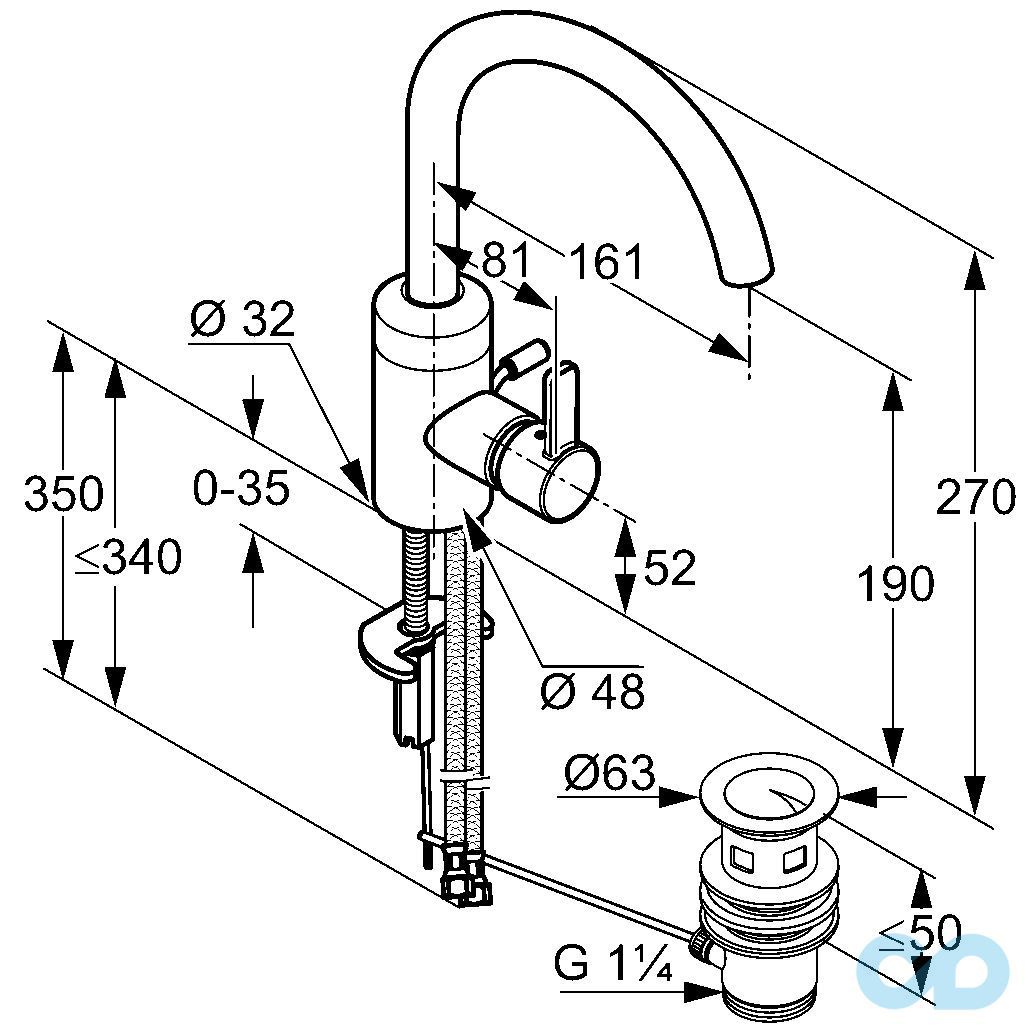розмір змішувач для раковини kludi zenta 382550575