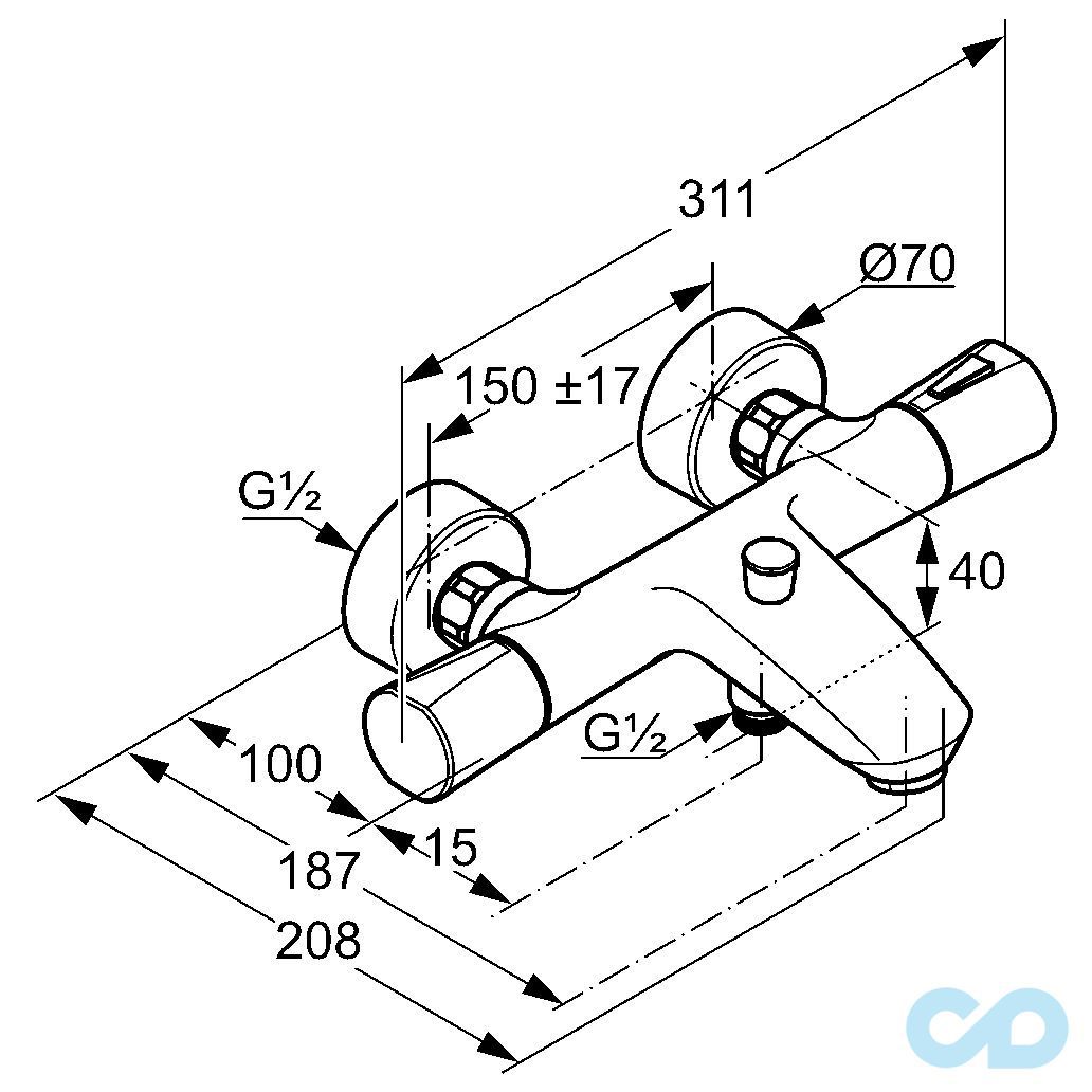 креслення Термостат Kludi Zenta 351019138