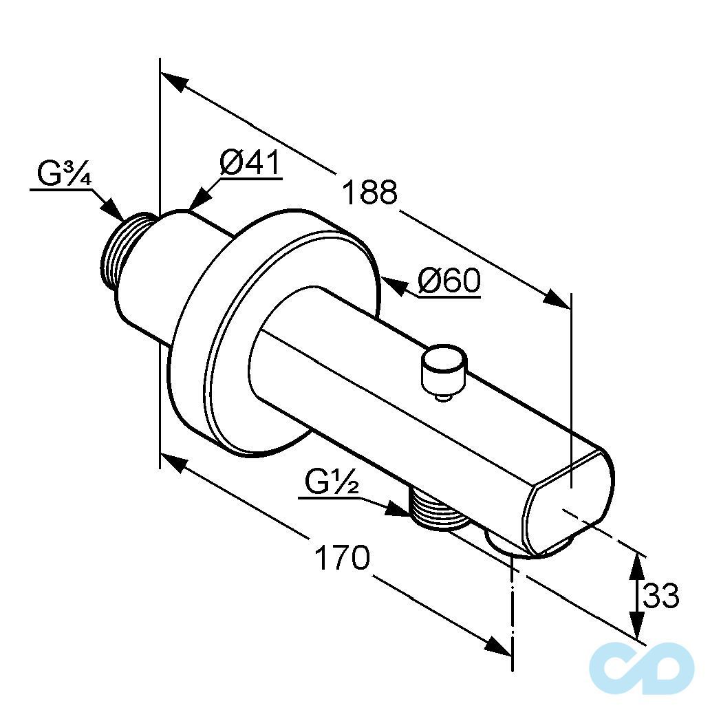 креслення Вилив для ванни Kludi Zenta 1350105