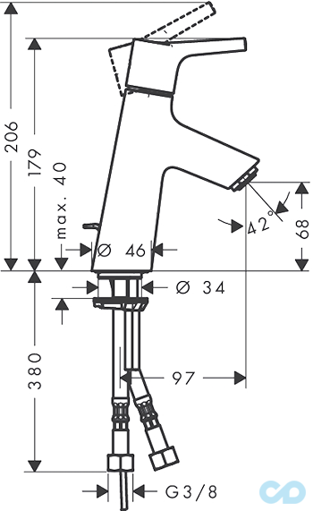 розмір змішувач для раковини hansgrohe talis s 72010000