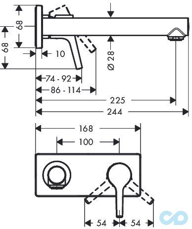 розмір змішувач для раковини hansgrohe talis s 72111000