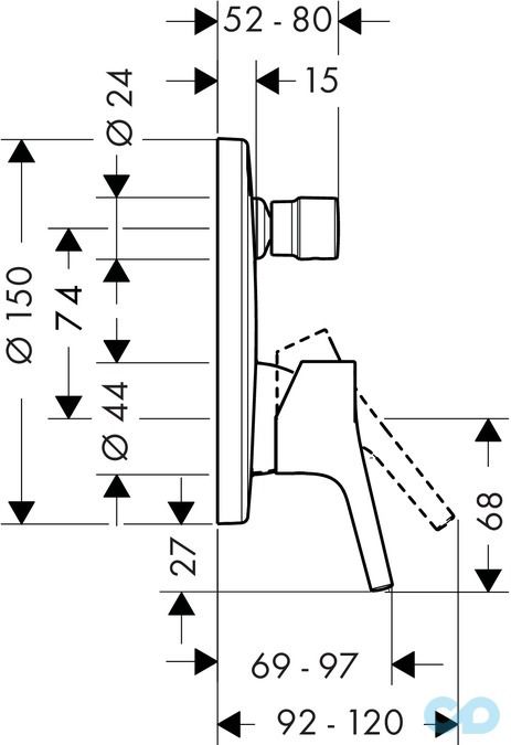 креслення Змішувач для ванни Hansgrohe Talis S 72405000