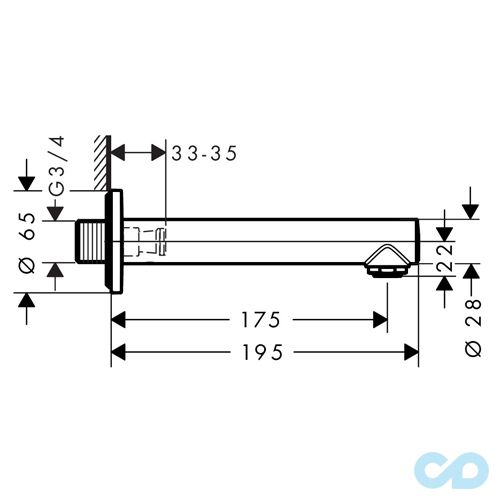 чертеж Излив для ванны Hansgrohe Talis S 72410000