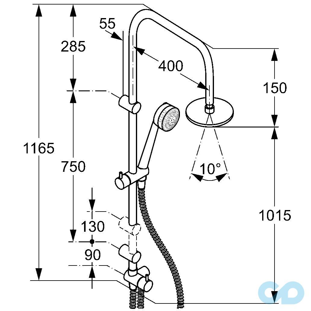 креслення Душова система Kludi Zenta 6609005-00