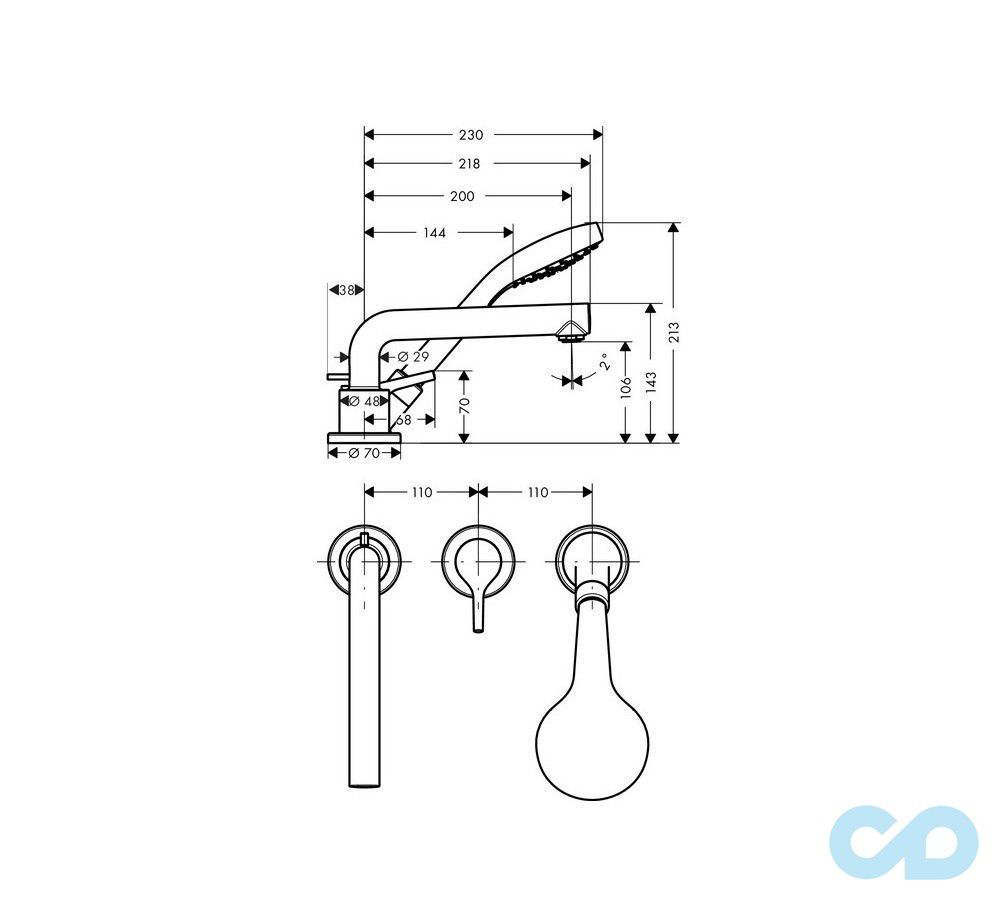 розмір змішувач для ванни hansgrohe talis s 72416000