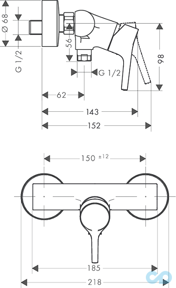 розмір змішувач для душа hansgrohe talis s 72600000