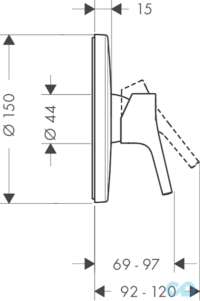 креслення Змішувач для душа Hansgrohe Talis S 72605000