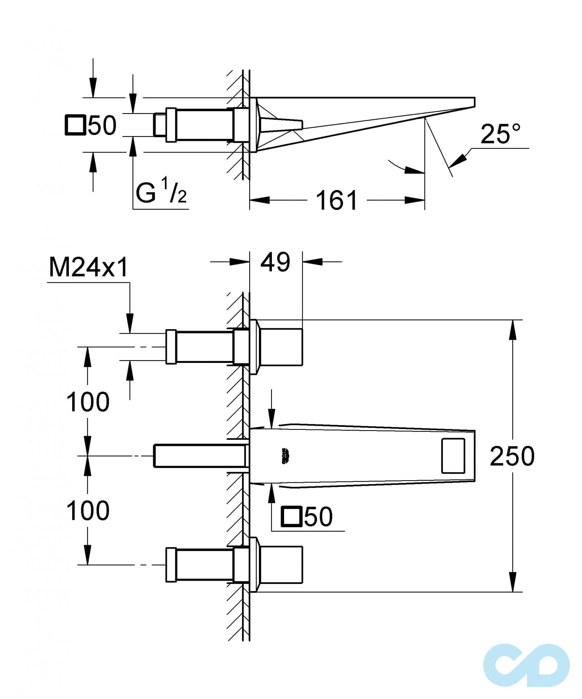 размер смеситель для раковины grohe allure brilliant 20346000