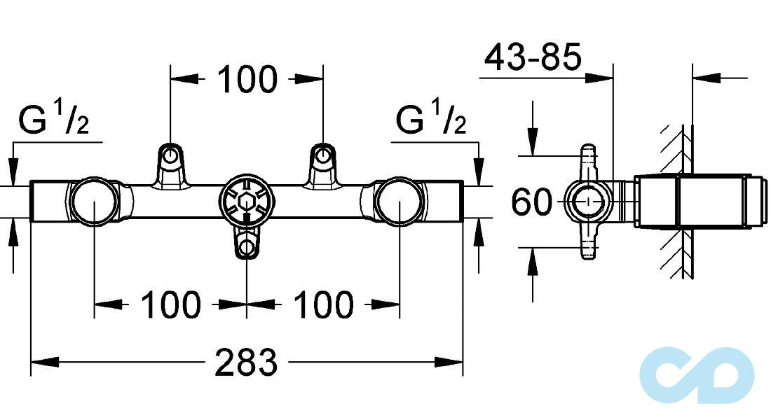креслення Прихована частина Grohe 29025000