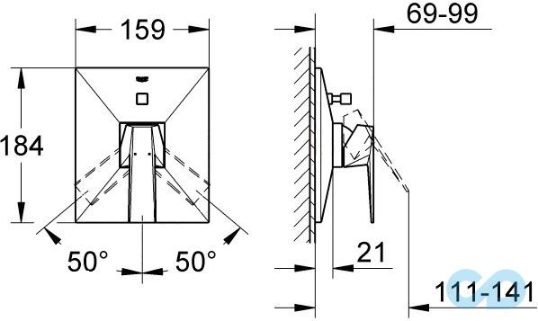 креслення Змішувач для душа Grohe Allure Brilliant 19789000