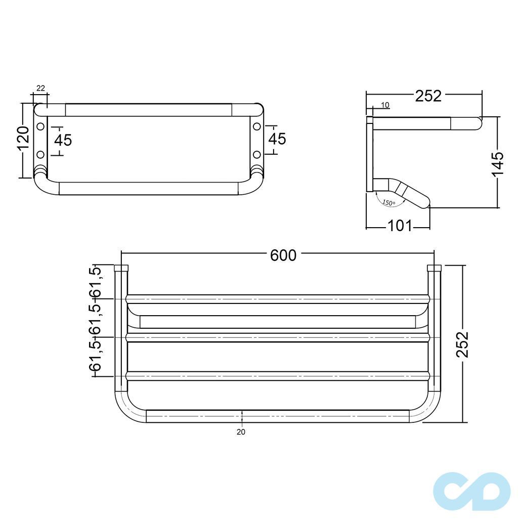 креслення Тримач для рушників Kludi A-xes 4898905