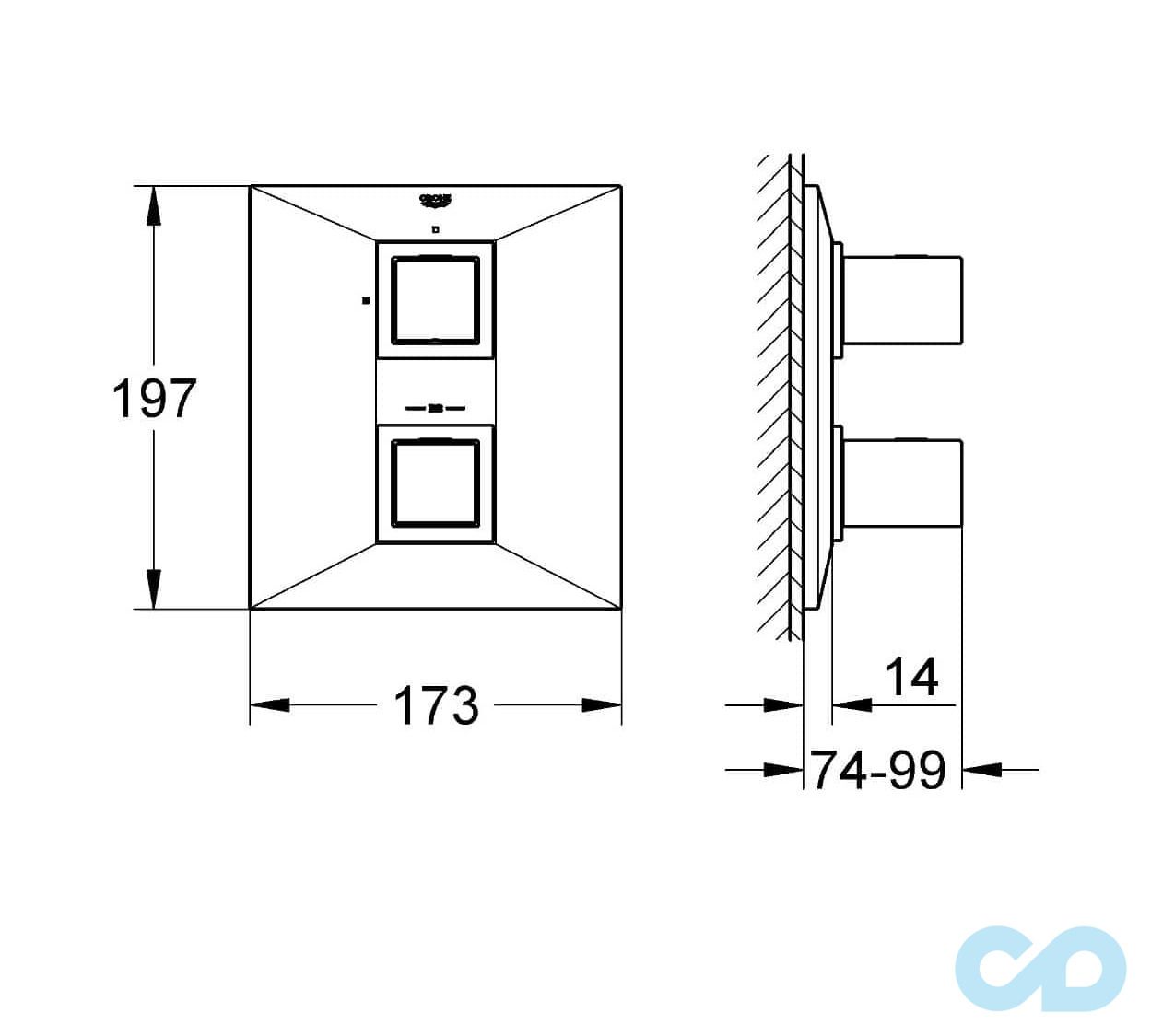 креслення Змішувач Grohe Allure Brilliant 19791000