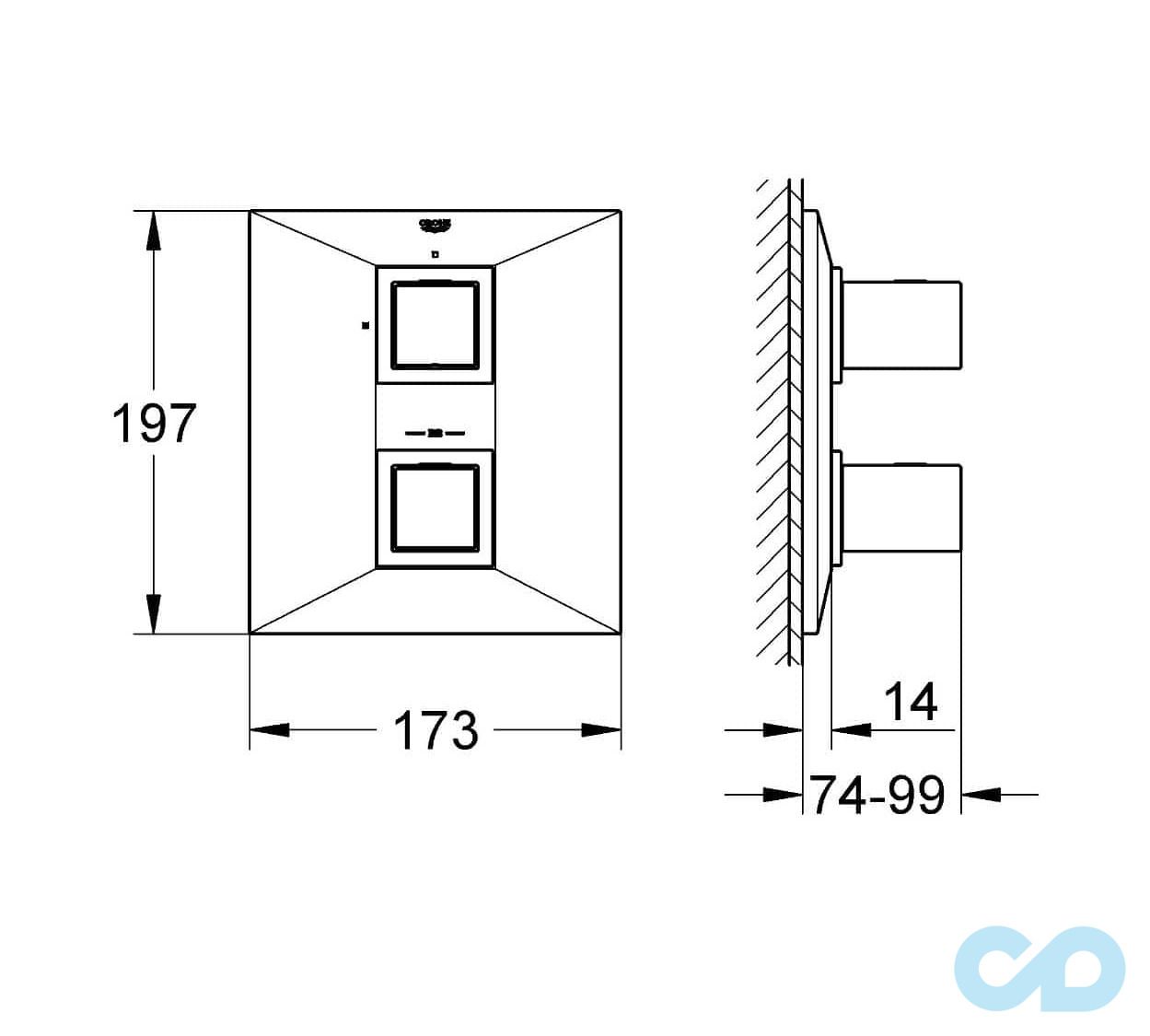 креслення Змішувач Grohe Allure Brilliant 19792000