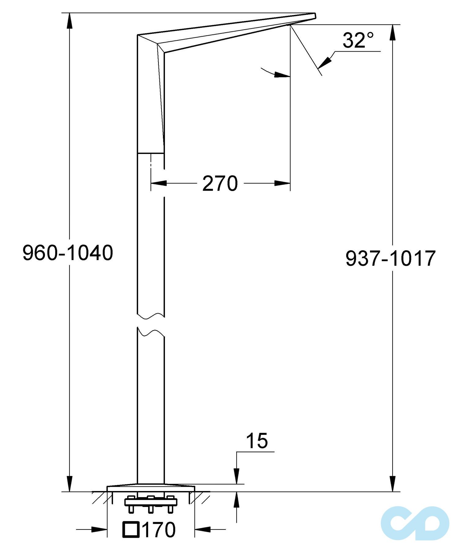 креслення Виливши підлоговий Grohe Allure Brilliant 13301000