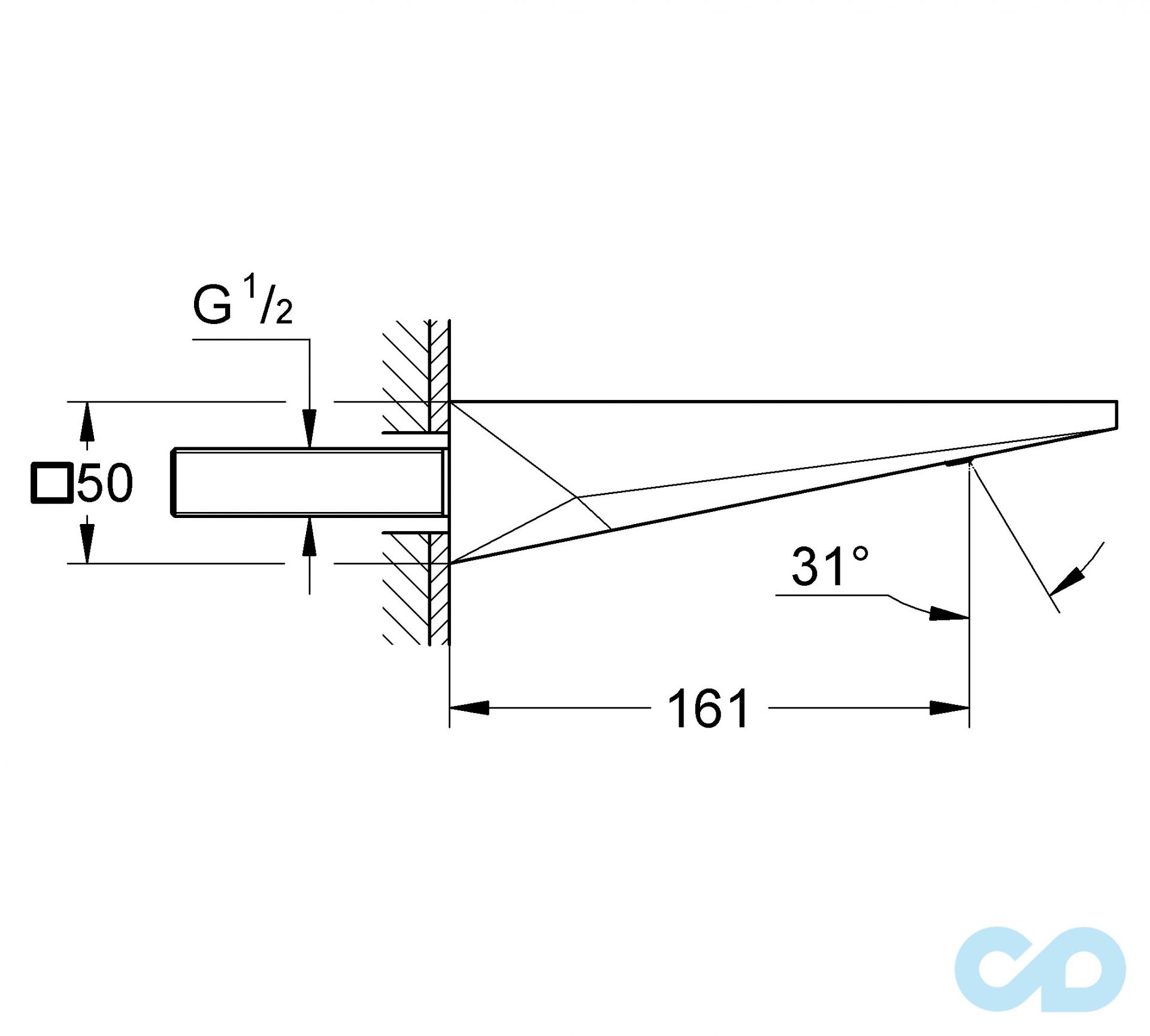 креслення Виливши зі стіни Grohe Allure Brilliant 13299000
