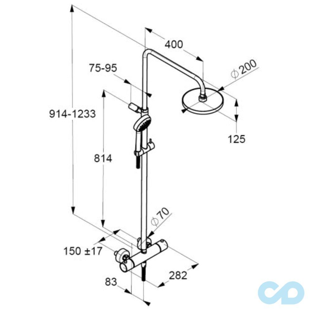 креслення Душова система з термостатом Kludi Logo 6809505-00
