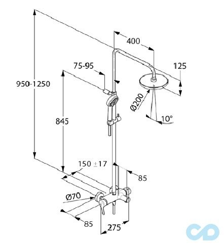 креслення Душова система Kludi Logo 6808305-00